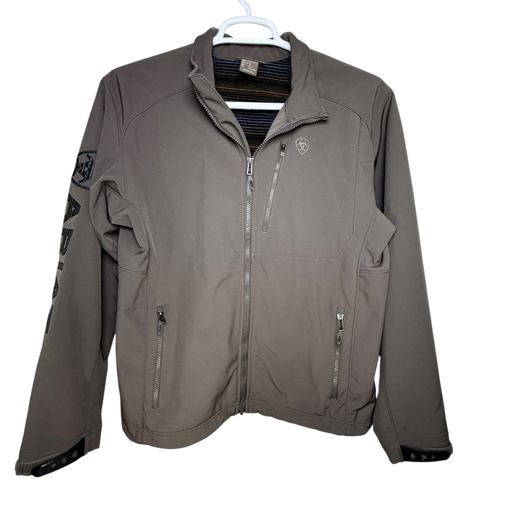 Ariat Mens Logo 2.0 Softshell Jacket Bark Brown Fleece Lined 10046728 Size Med